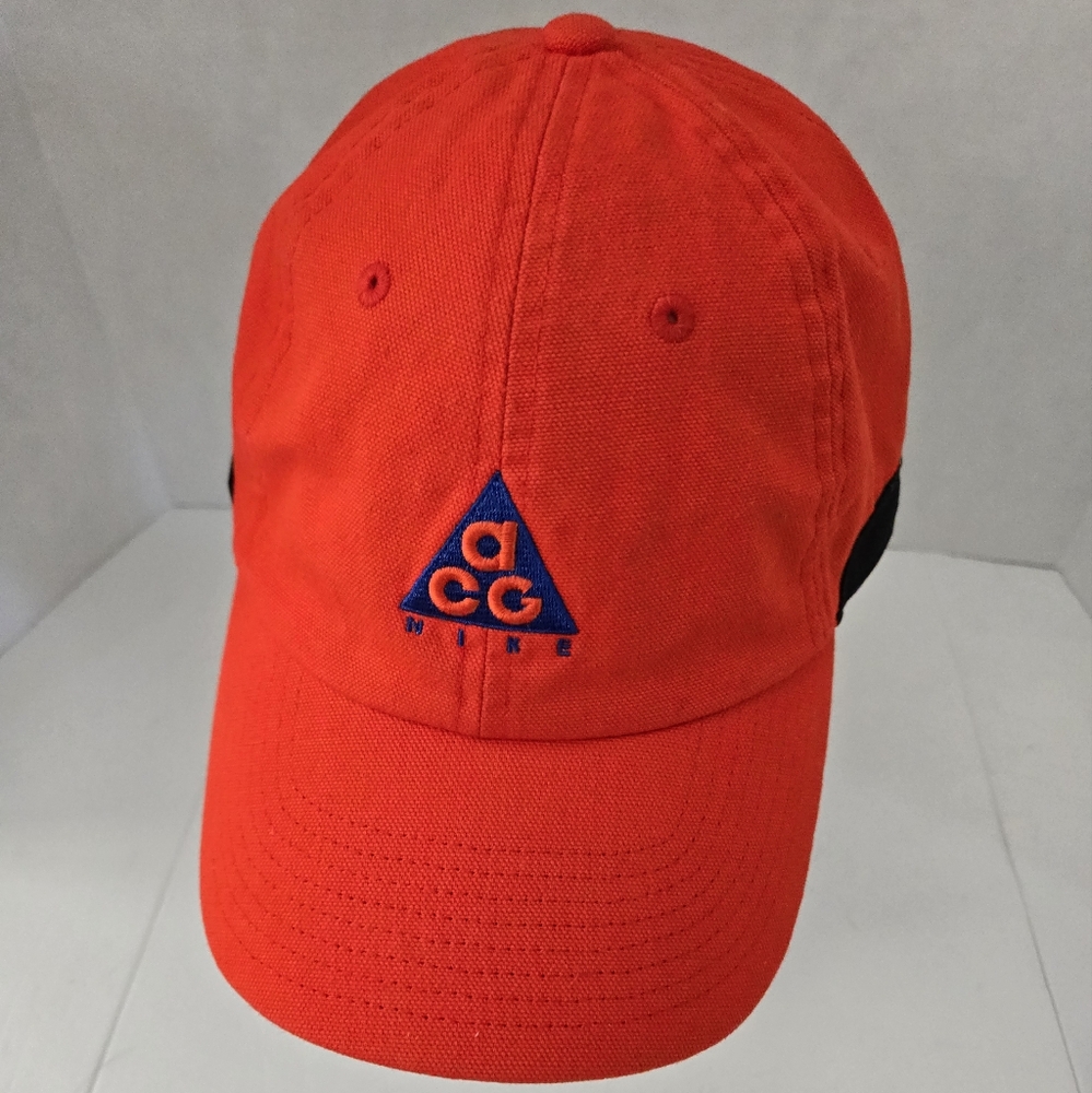 Nike ACG Hat Cap Reddish Orange Adjustable Strap All Conditions Gear EUC